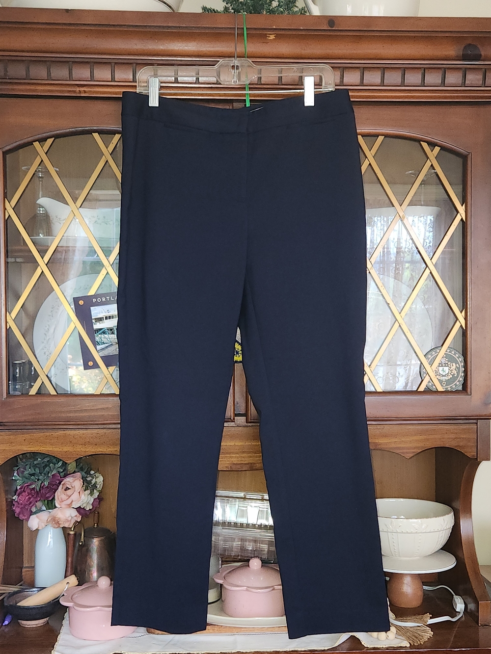 Nordstrom Collection Dark Navy Straight-Leg Trousers